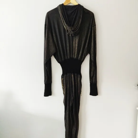 MOSCHINO Black & Gold Zipper Hoodie Jumpsuit - Picture 5 of 13